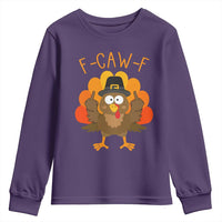 F-Caw-F Funny Turkey Youth Sweatshirt Happy Thanksgiving Day Family Dinner - Wonder Print Shop