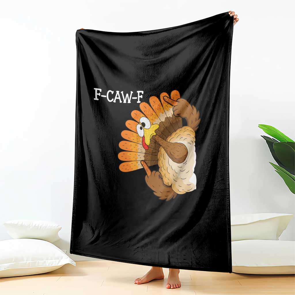 F-Caw-F Funny Silly Turkey Throw Blanket Happy Thanksgiving Day Family Dinner - Wonder Print Shop