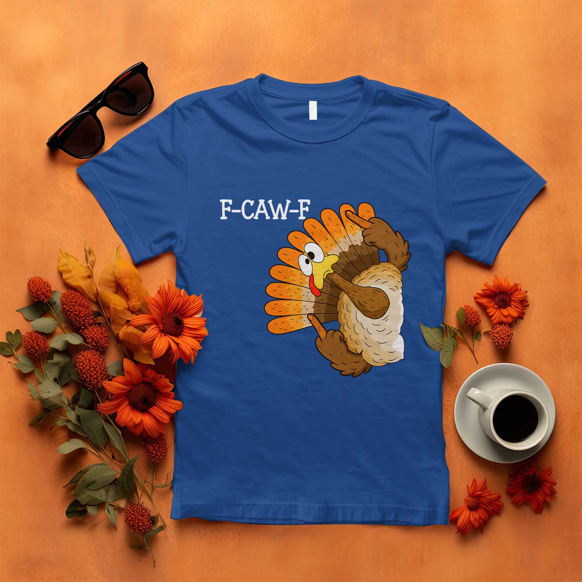 F-Caw-F Funny Silly Turkey T Shirt Happy Thanksgiving Day Family Dinner - Wonder Print Shop