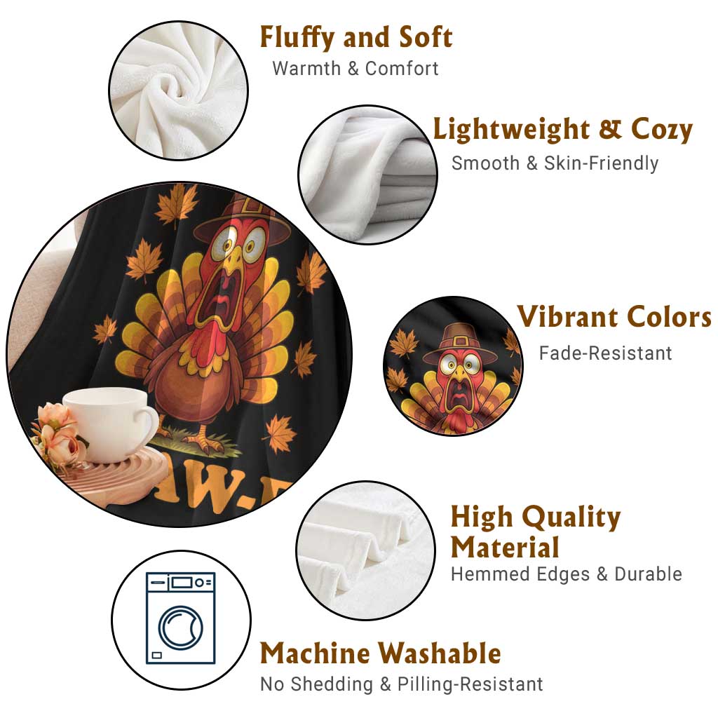 F-Caw-F Funny Turkey Throw Blanket Happy Thanksgiving Day Autumn Family Dinner - Wonder Print Shop