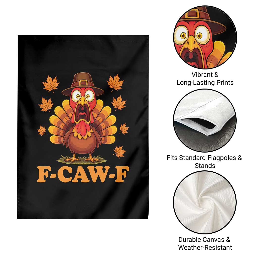 F-Caw-F Funny Turkey Garden Flag Happy Thanksgiving Day Autumn Family Dinner - Wonder Print Shop