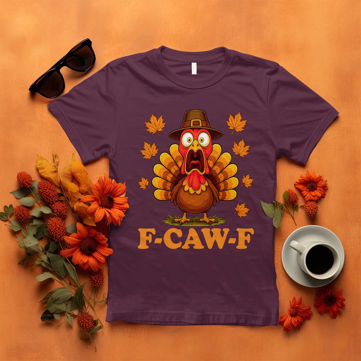 F-Caw-F Funny Turkey T Shirt Happy Thanksgiving Day Autumn Family Dinner - Wonder Print Shop