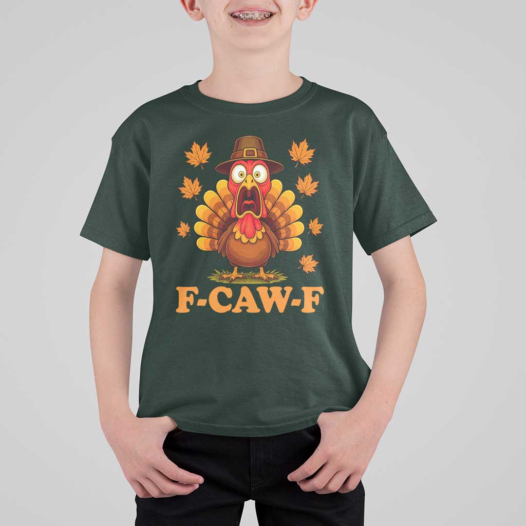 F-Caw-F Funny Turkey T Shirt For Kid Happy Thanksgiving Day Autumn Family Dinner - Wonder Print Shop