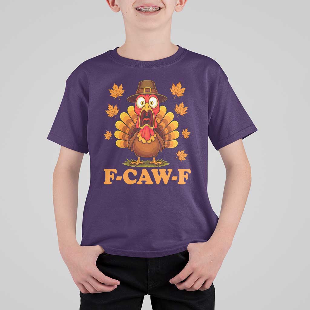 F-Caw-F Funny Turkey T Shirt For Kid Happy Thanksgiving Day Autumn Family Dinner - Wonder Print Shop