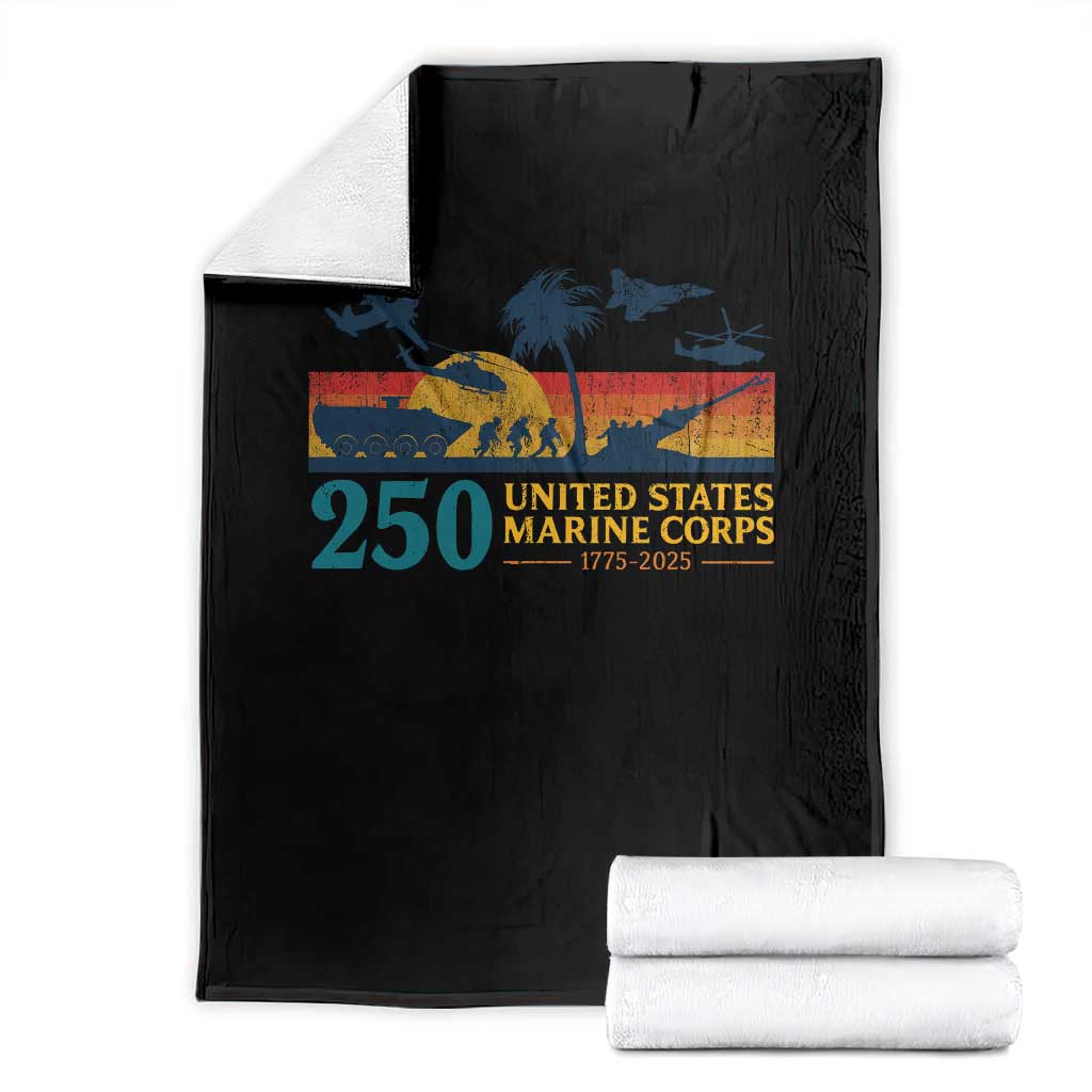 Marine 250th Anniversary Throw Blanket Patriotic Military Gift for Veterans - Wonder Print Shop