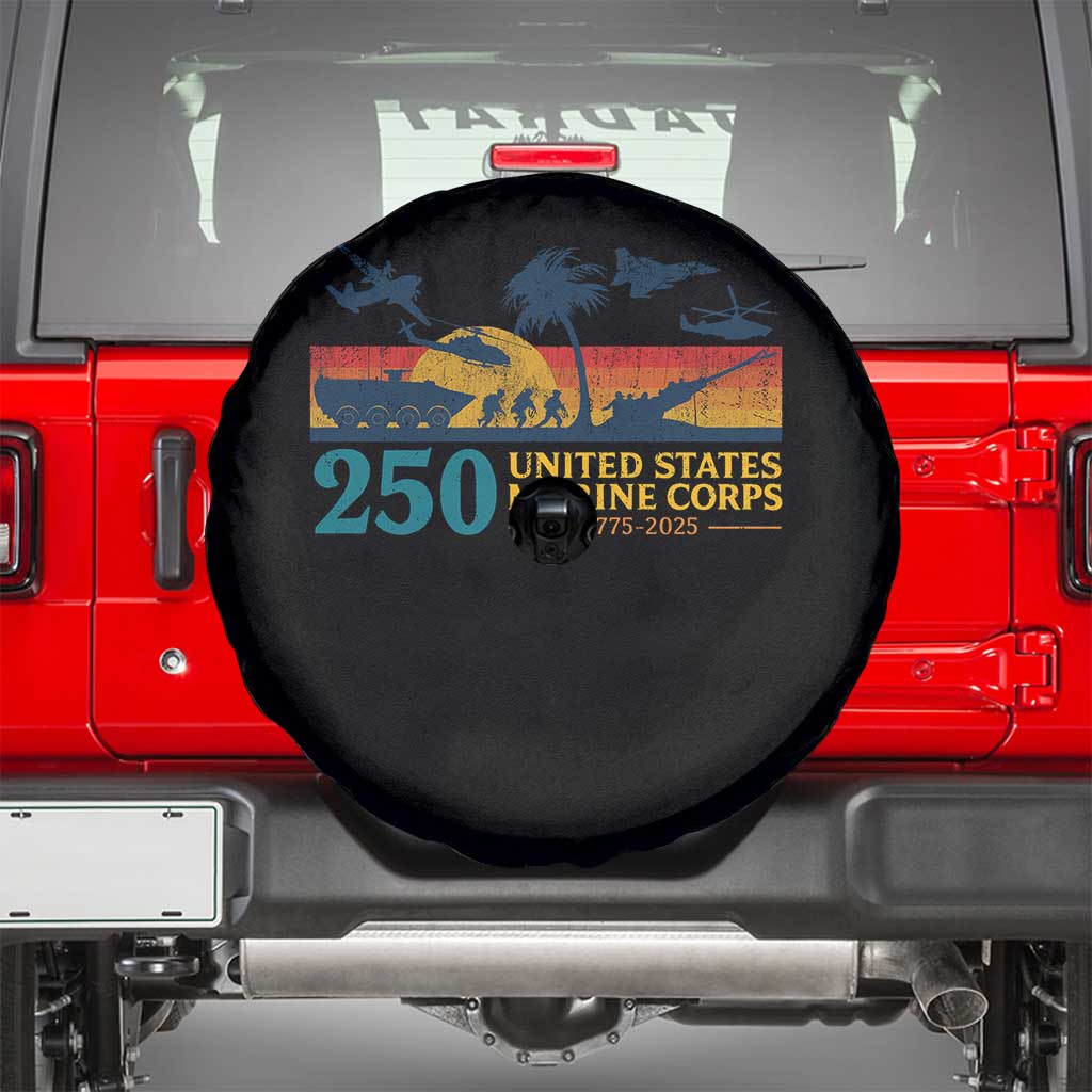 Marine 250th Anniversary Spare Tire Cover Patriotic Military Gift for Veterans - Wonder Print Shop
