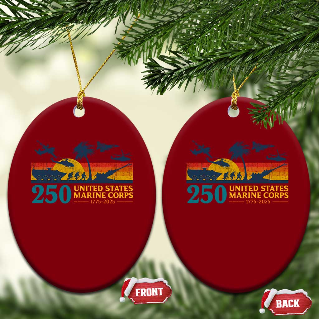 Marine 250th Anniversary Ceramic Ornament Patriotic Military Gift for Veterans - Wonder Print Shop