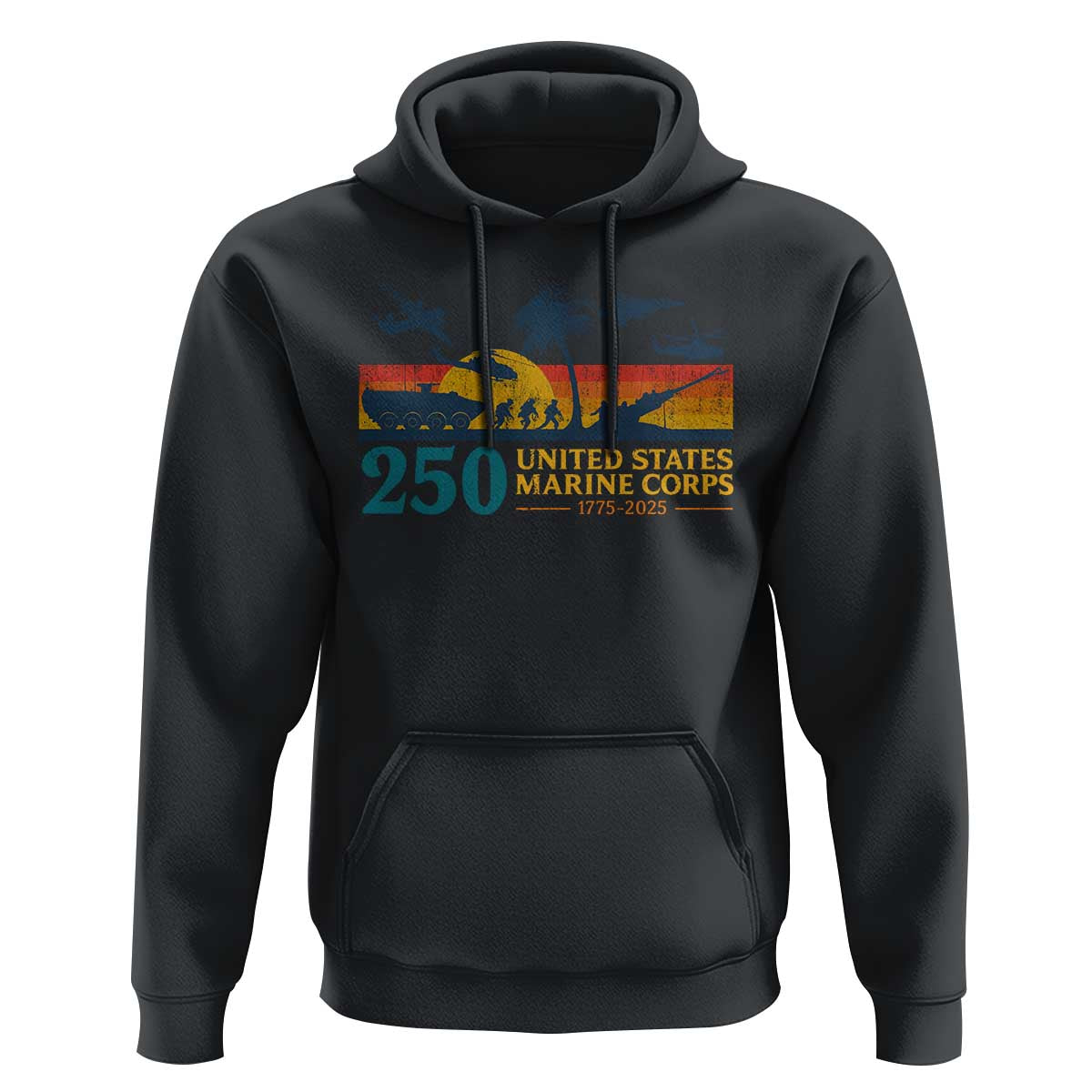 Marine 250th Anniversary Hoodie Patriotic Military Gift for Veterans - Wonder Print Shop