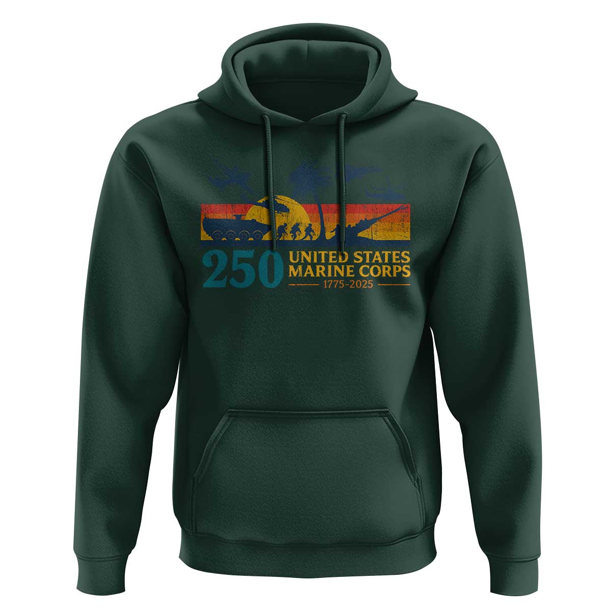 Marine 250th Anniversary Hoodie Patriotic Military Gift for Veterans - Wonder Print Shop