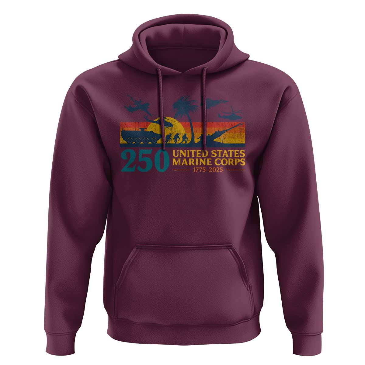 Marine 250th Anniversary Hoodie Patriotic Military Gift for Veterans - Wonder Print Shop
