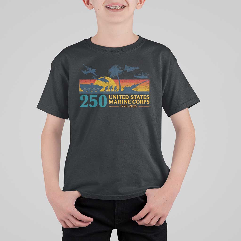 Marine 250th Anniversary T Shirt For Kid Patriotic Military Gift for Veterans - Wonder Print Shop