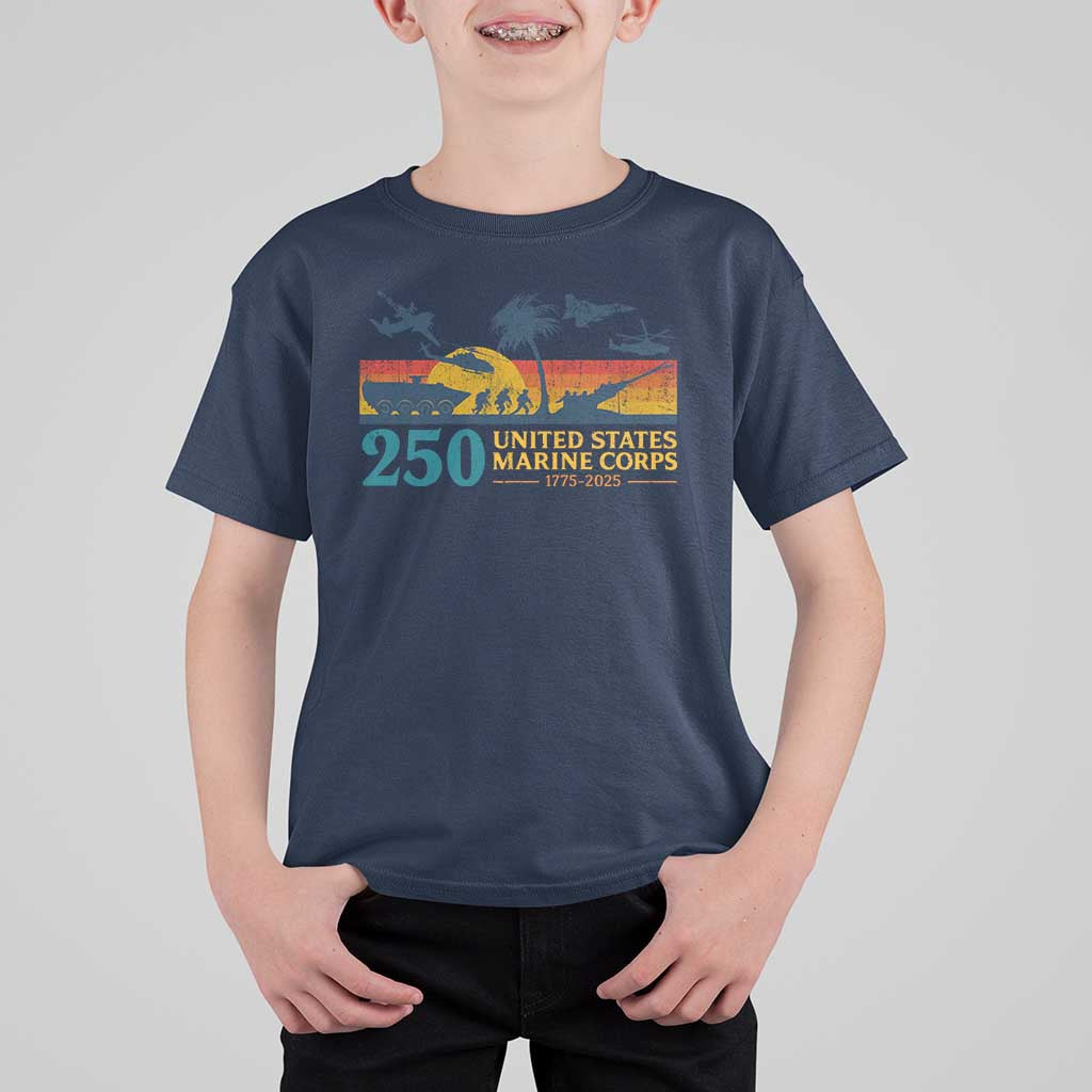 Marine 250th Anniversary T Shirt For Kid Patriotic Military Gift for Veterans - Wonder Print Shop