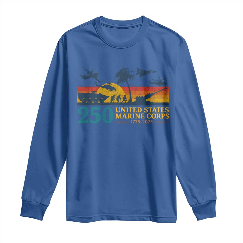 Marine 250th Anniversary Long Sleeve Shirt Patriotic Military Gift for Veterans - Wonder Print Shop