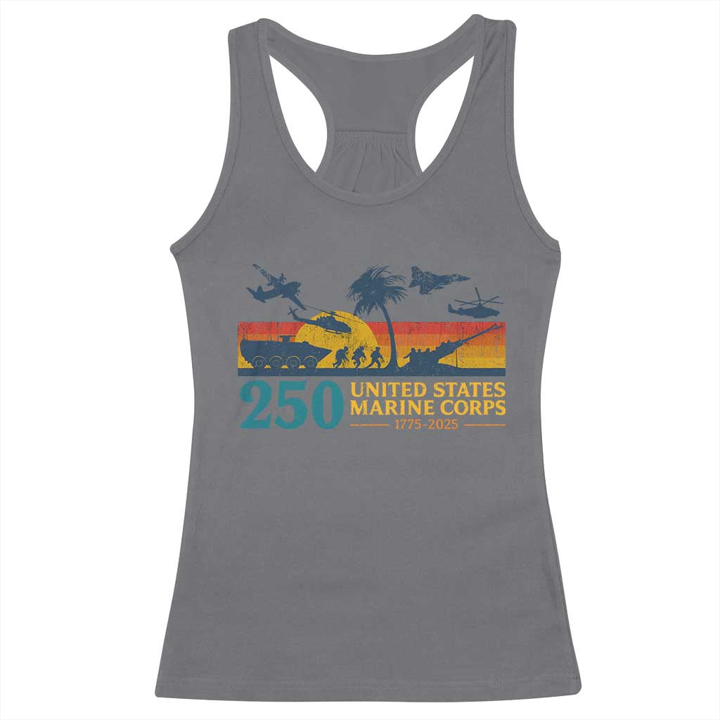 Marine 250th Anniversary Racerback Tank Top Patriotic Military Gift for Veterans - Wonder Print Shop