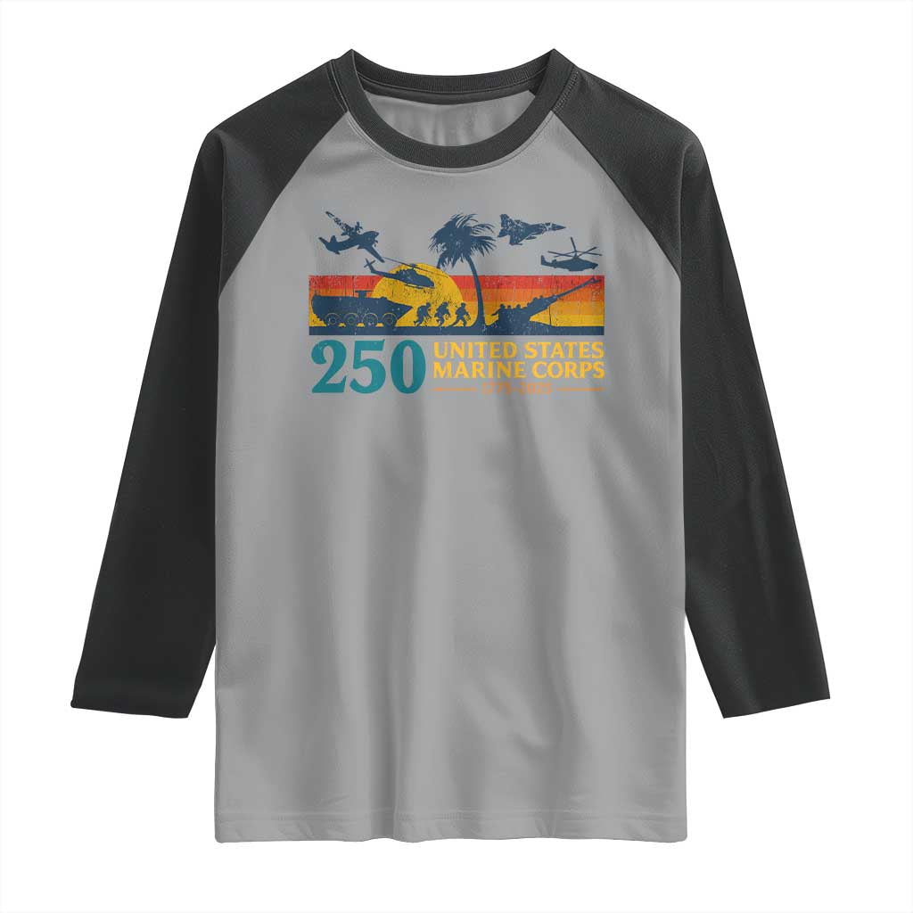 Marine 250th Anniversary Raglan Shirt Patriotic Military Gift for Veterans - Wonder Print Shop