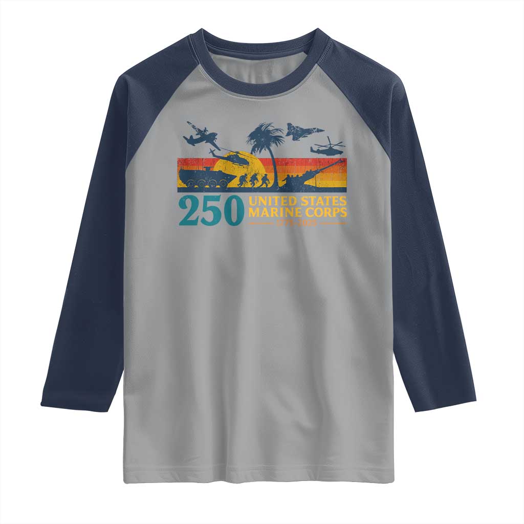 Marine 250th Anniversary Raglan Shirt Patriotic Military Gift for Veterans - Wonder Print Shop
