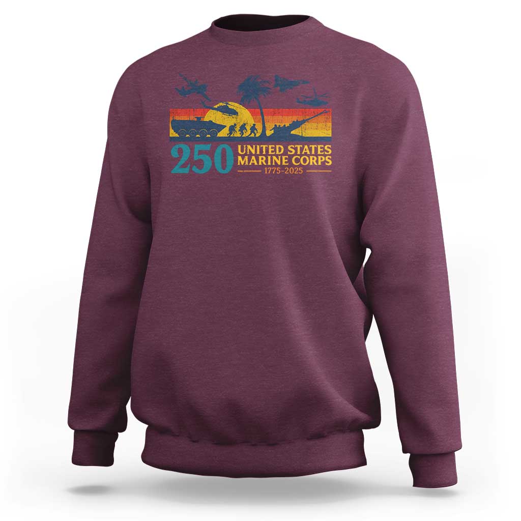 Marine 250th Anniversary Sweatshirt Patriotic Military Gift for Veterans - Wonder Print Shop