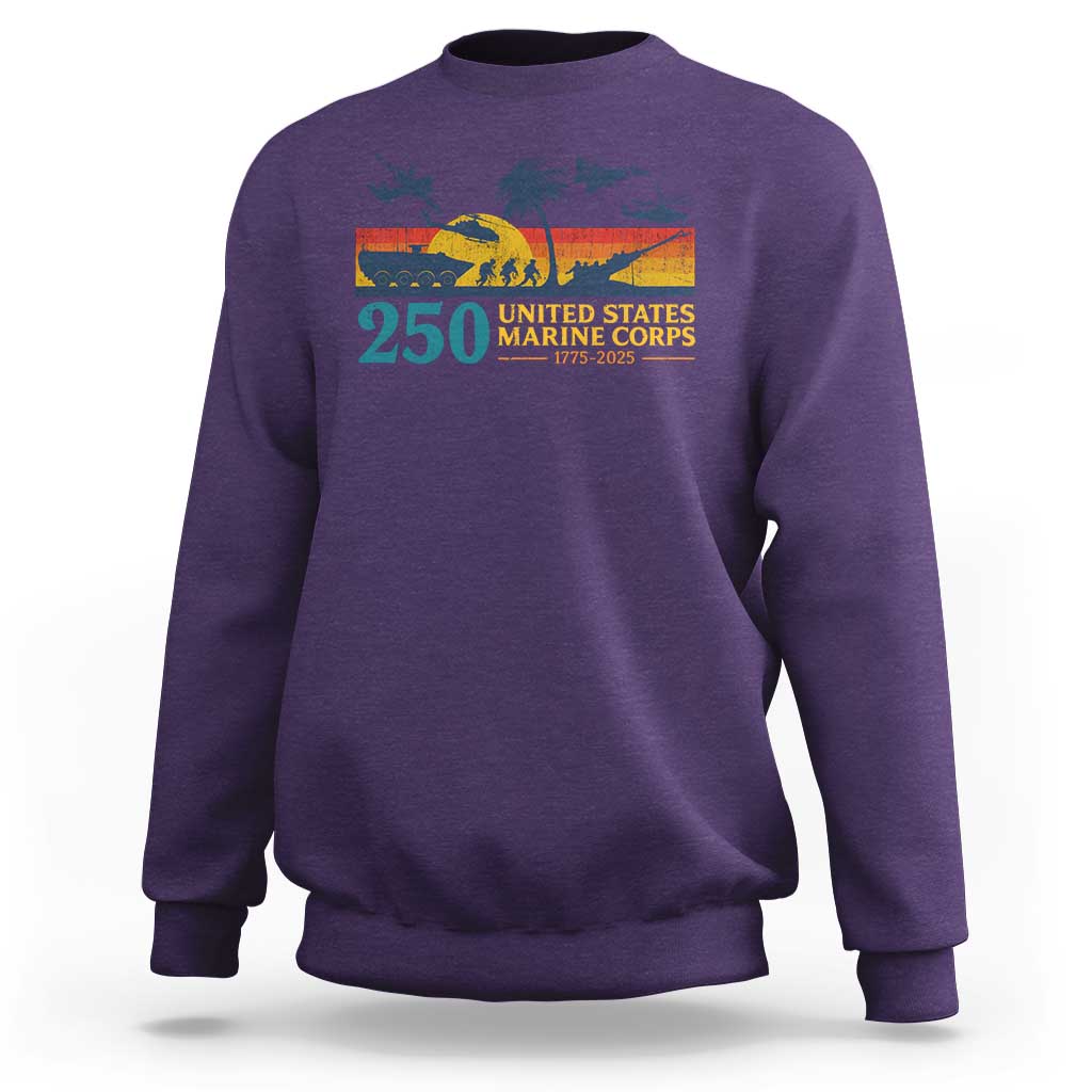 Marine 250th Anniversary Sweatshirt Patriotic Military Gift for Veterans - Wonder Print Shop