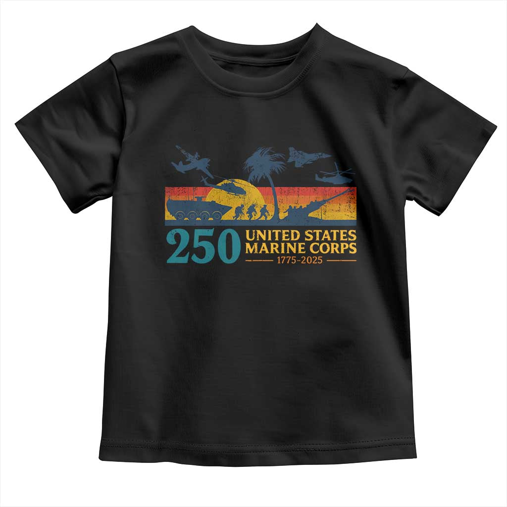 Marine 250th Anniversary Toddler T Shirt Patriotic Military Gift for Veterans - Wonder Print Shop