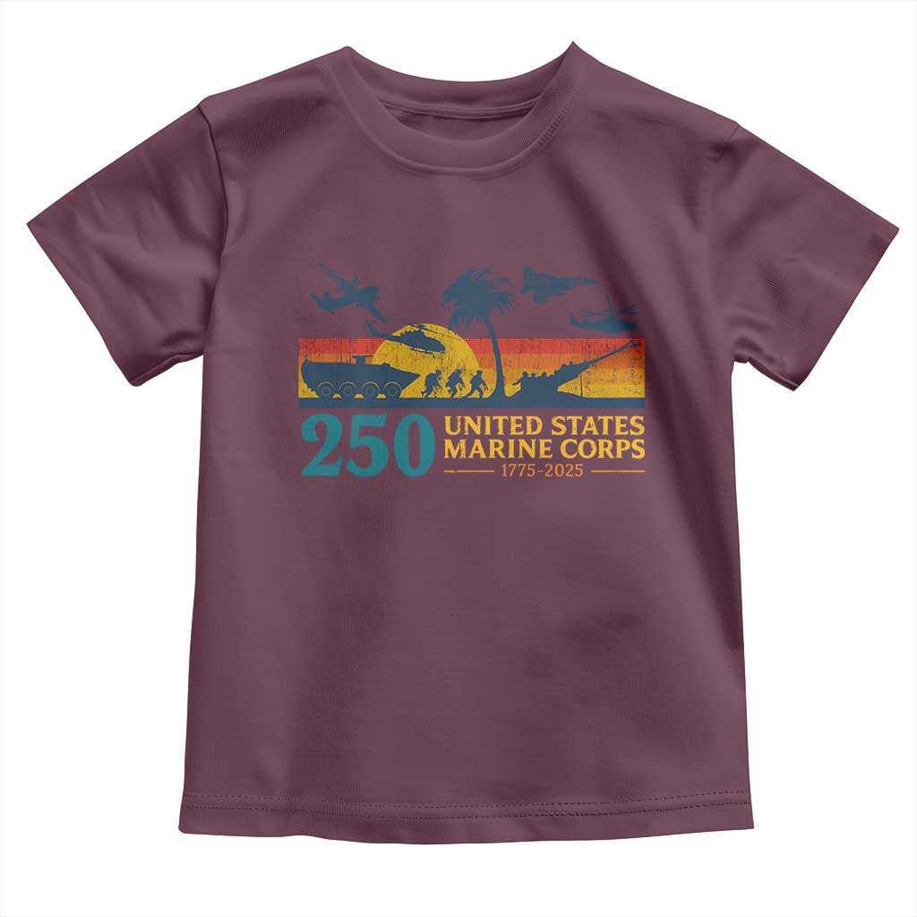 Marine 250th Anniversary Toddler T Shirt Patriotic Military Gift for Veterans - Wonder Print Shop