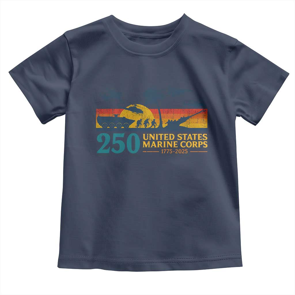 Marine 250th Anniversary Toddler T Shirt Patriotic Military Gift for Veterans - Wonder Print Shop