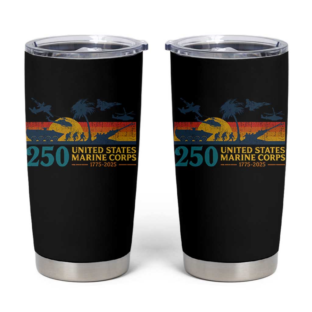 Marine 250th Anniversary Tumbler Cup Patriotic Military Gift for Veterans - Wonder Print Shop