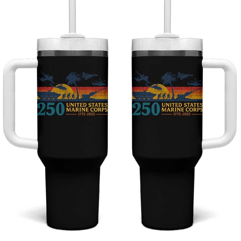 Marine 250th Anniversary Tumbler With Handle Patriotic Military Gift for Veterans - Wonder Print Shop
