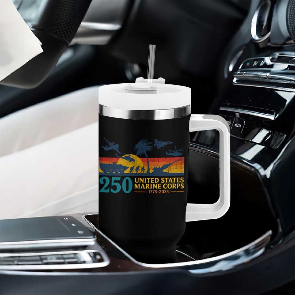 Marine 250th Anniversary Tumbler With Handle Patriotic Military Gift for Veterans - Wonder Print Shop