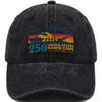 Marine 250th Anniversary Washed Cotton Baseball Cap Patriotic Military Gift for Veterans