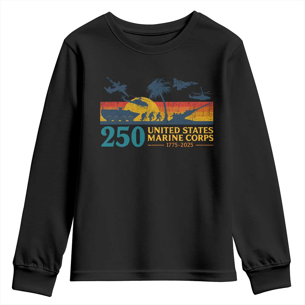 Marine 250th Anniversary Youth Sweatshirt Patriotic Military Gift for Veterans - Wonder Print Shop
