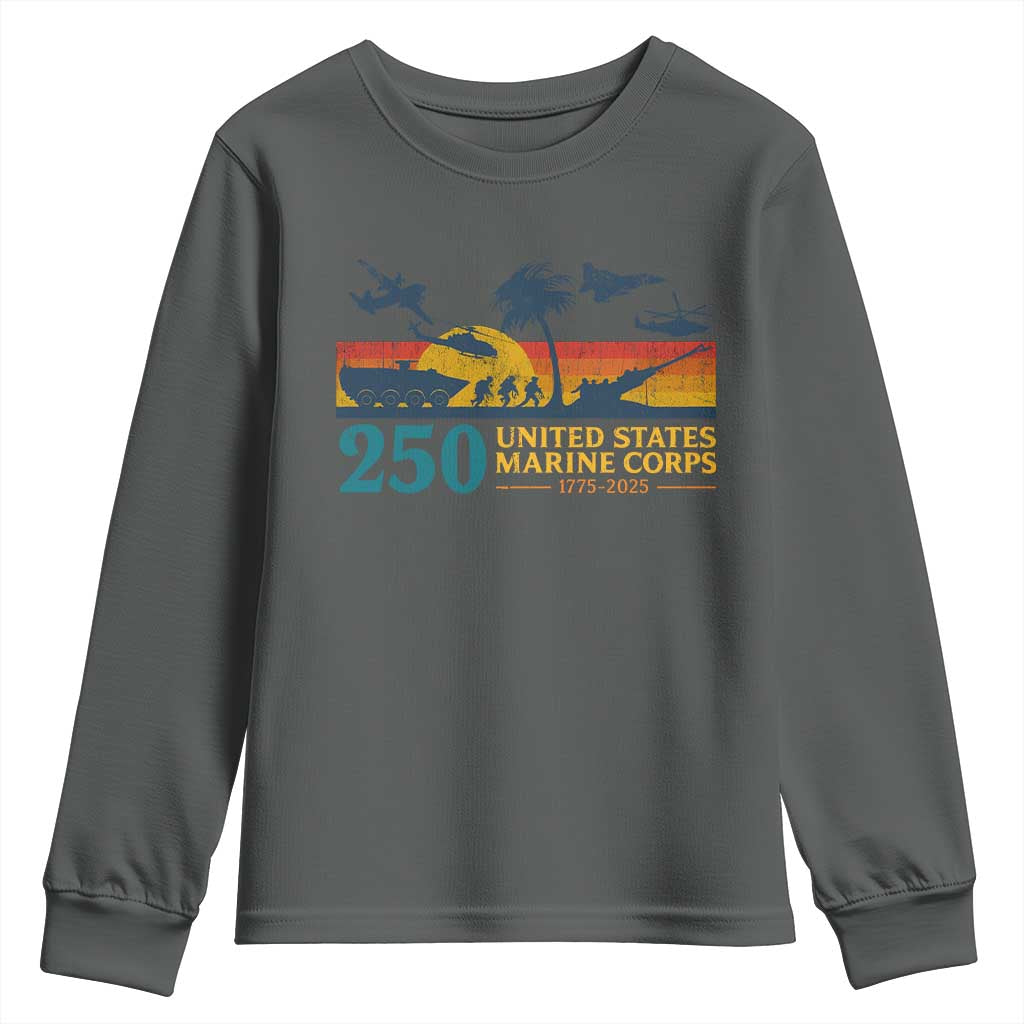 Marine 250th Anniversary Youth Sweatshirt Patriotic Military Gift for Veterans - Wonder Print Shop