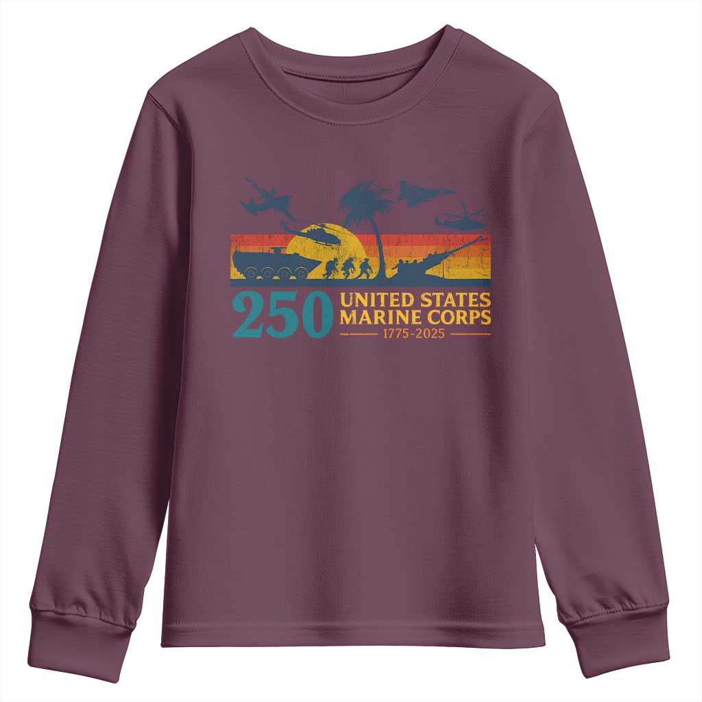 Marine 250th Anniversary Youth Sweatshirt Patriotic Military Gift for Veterans - Wonder Print Shop