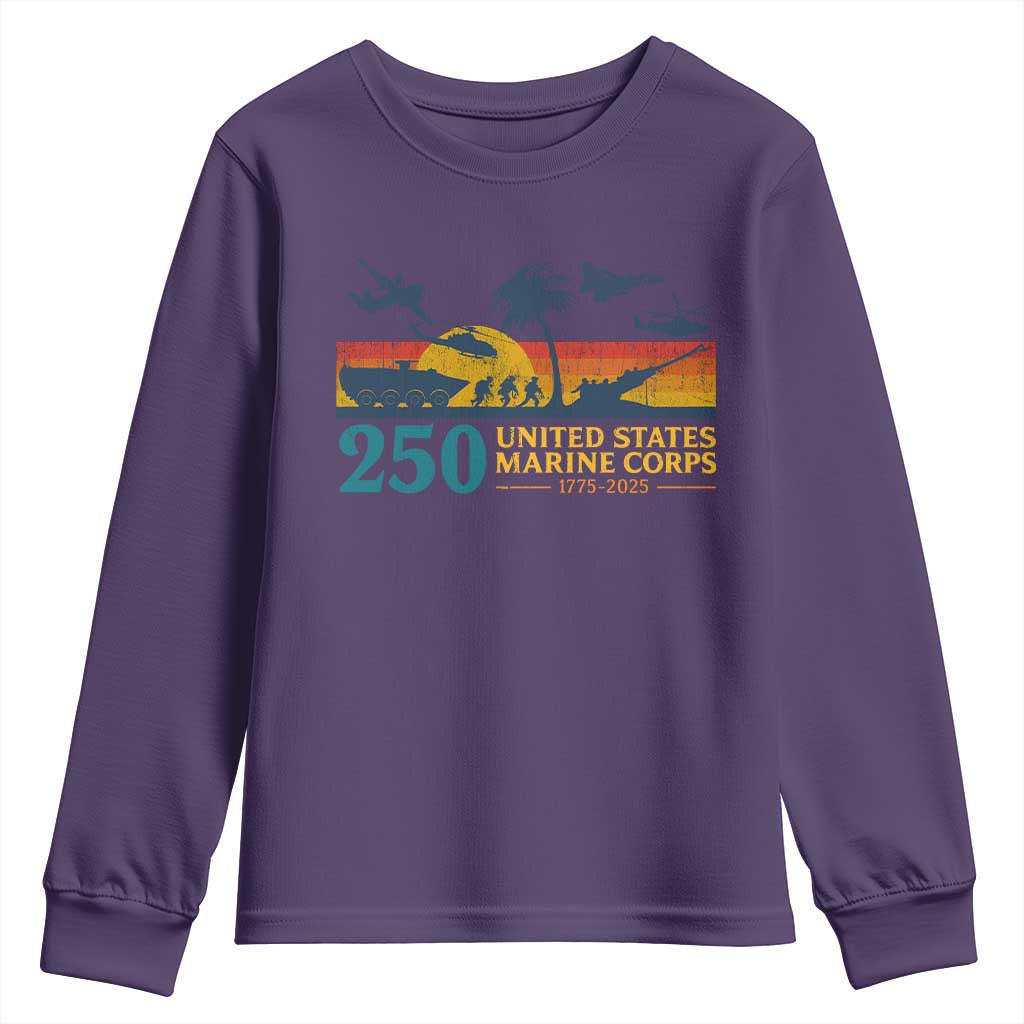 Marine 250th Anniversary Youth Sweatshirt Patriotic Military Gift for Veterans - Wonder Print Shop