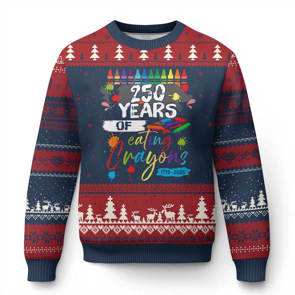 250 Years Of Eating Crayons Ugly Christmas Sweater Marine Veteran 250th Anniversary - Wonder Print Shop