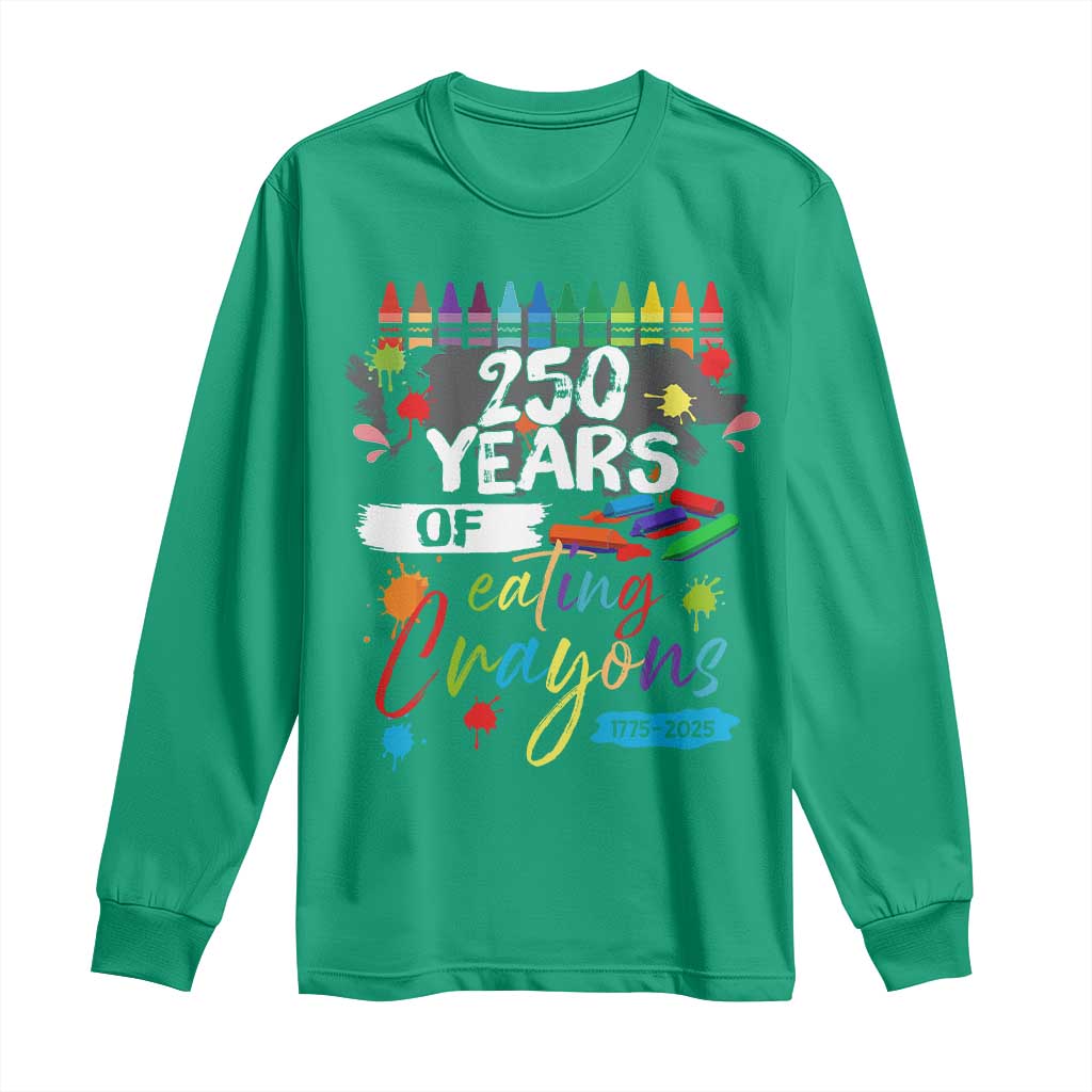 250 Years Of Eating Crayons Long Sleeve Shirt Marine Veteran 250th Anniversary - Wonder Print Shop