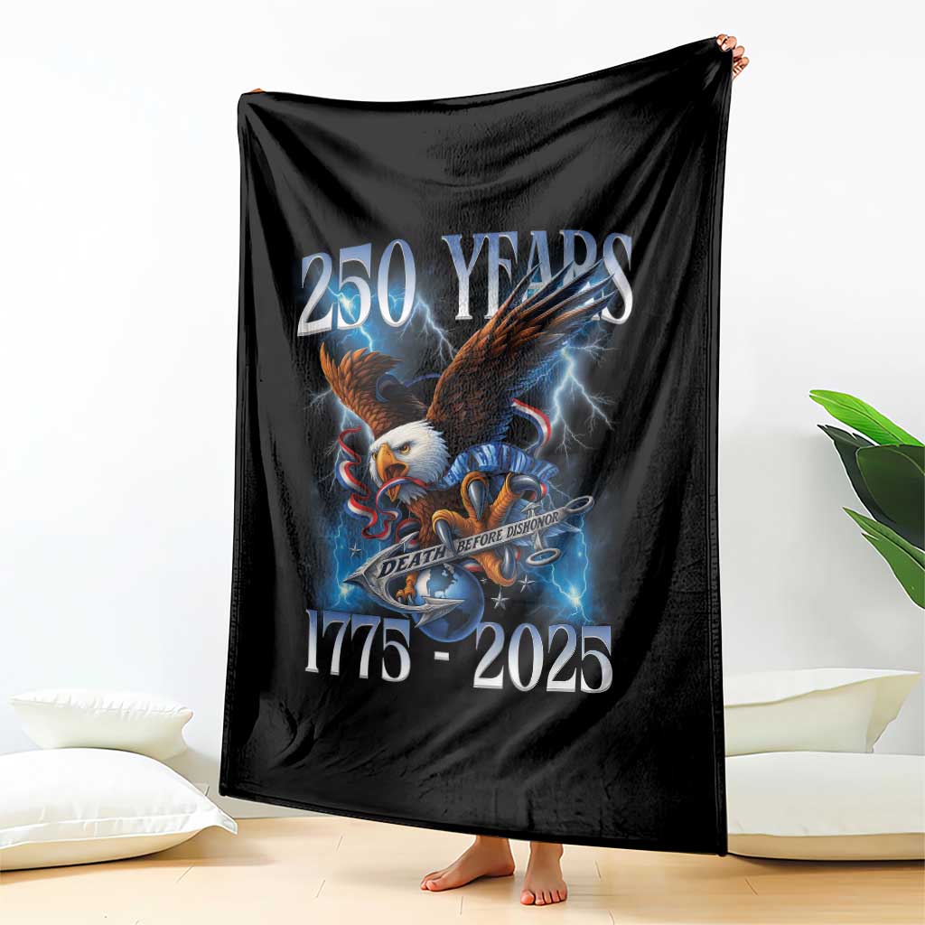 Marine Veteran 250th Anniversary Throw Blanket Eagle Patriotic Military Gift for Marines Veterans - Wonder Print Shop