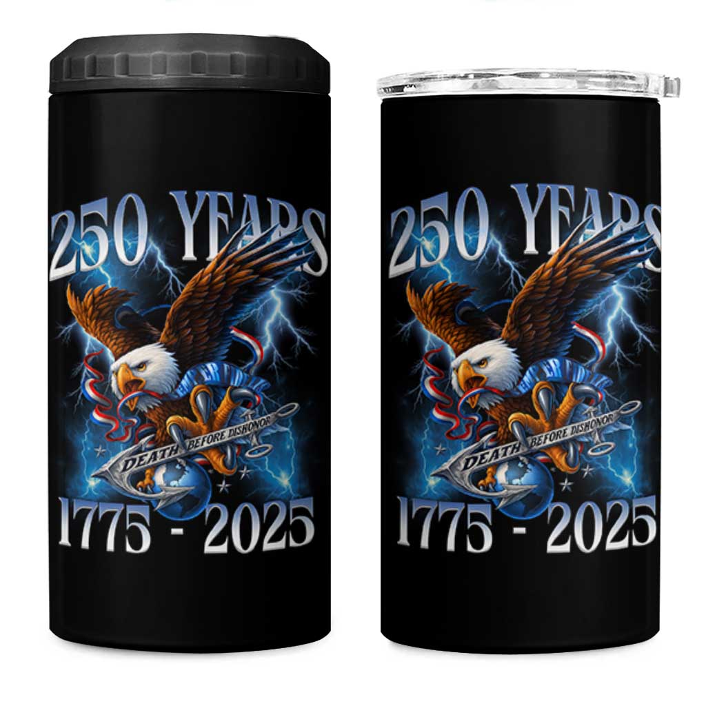 Marine Veteran 250th Anniversary 4 in 1 Can Cooler Tumbler Eagle Patriotic Military Gift for Marines Veterans - Wonder Print Shop