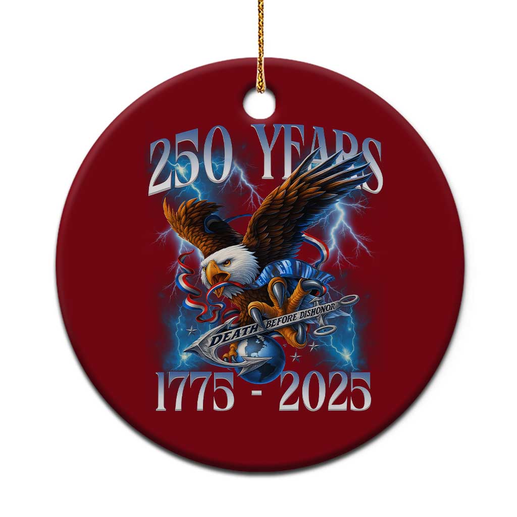 Marine Veteran 250th Anniversary Ceramic Ornament Eagle Patriotic Military Gift for Marines Veterans - Wonder Print Shop