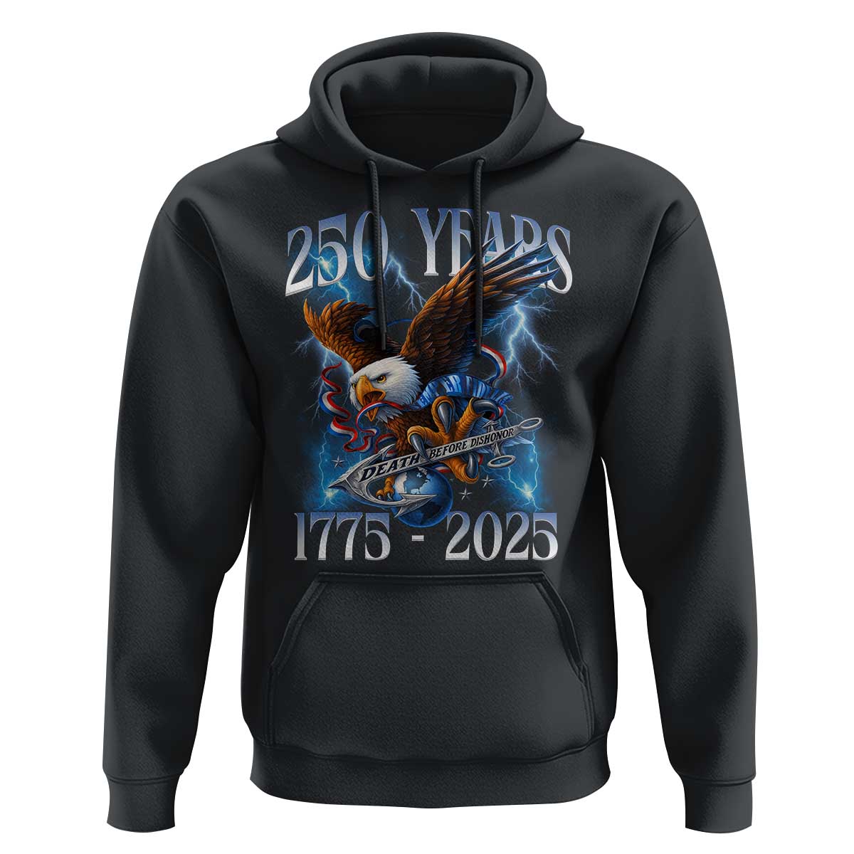 Marine Veteran 250th Anniversary Hoodie Eagle Patriotic Military Gift for Marines Veterans - Wonder Print Shop