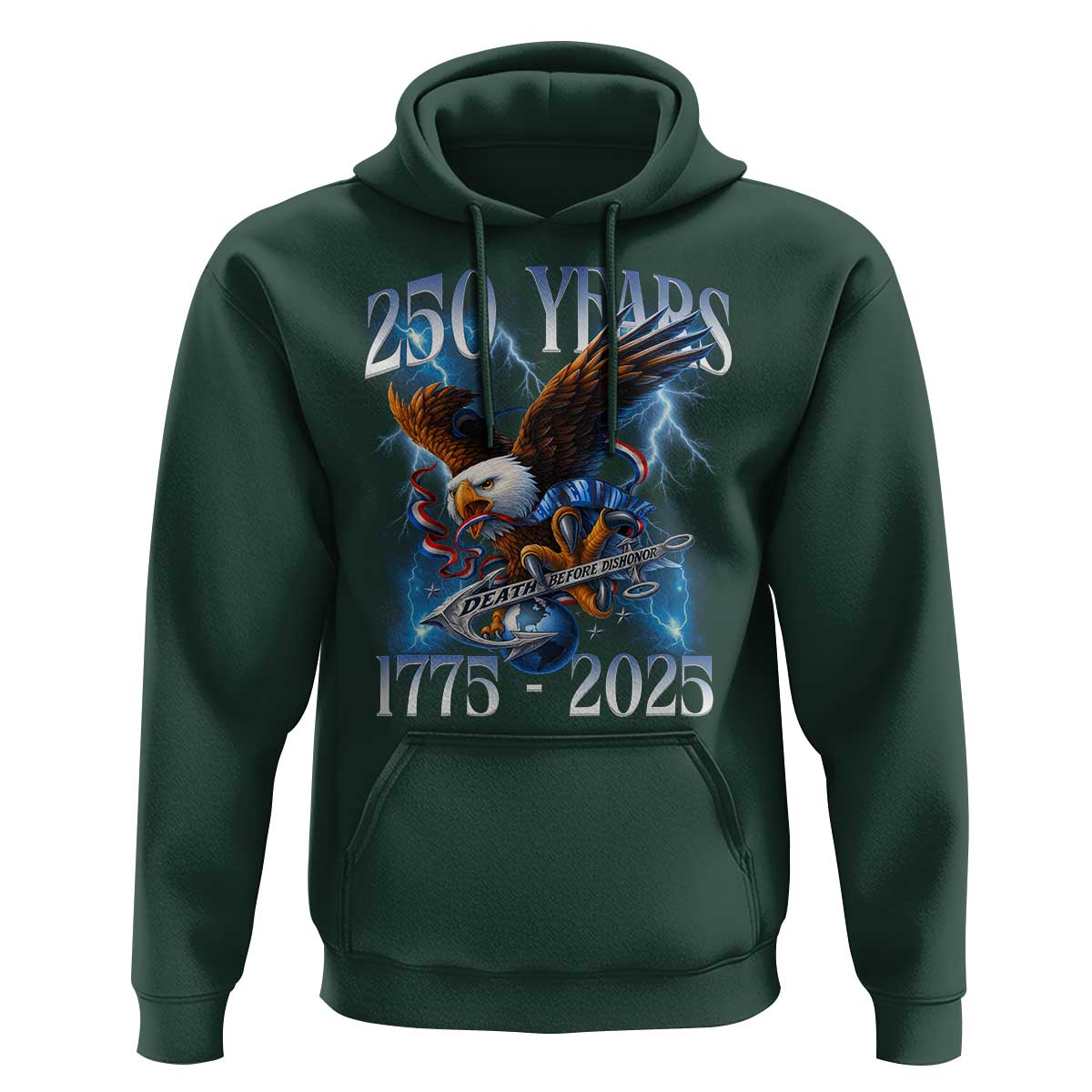 Marine Veteran 250th Anniversary Hoodie Eagle Patriotic Military Gift for Marines Veterans - Wonder Print Shop