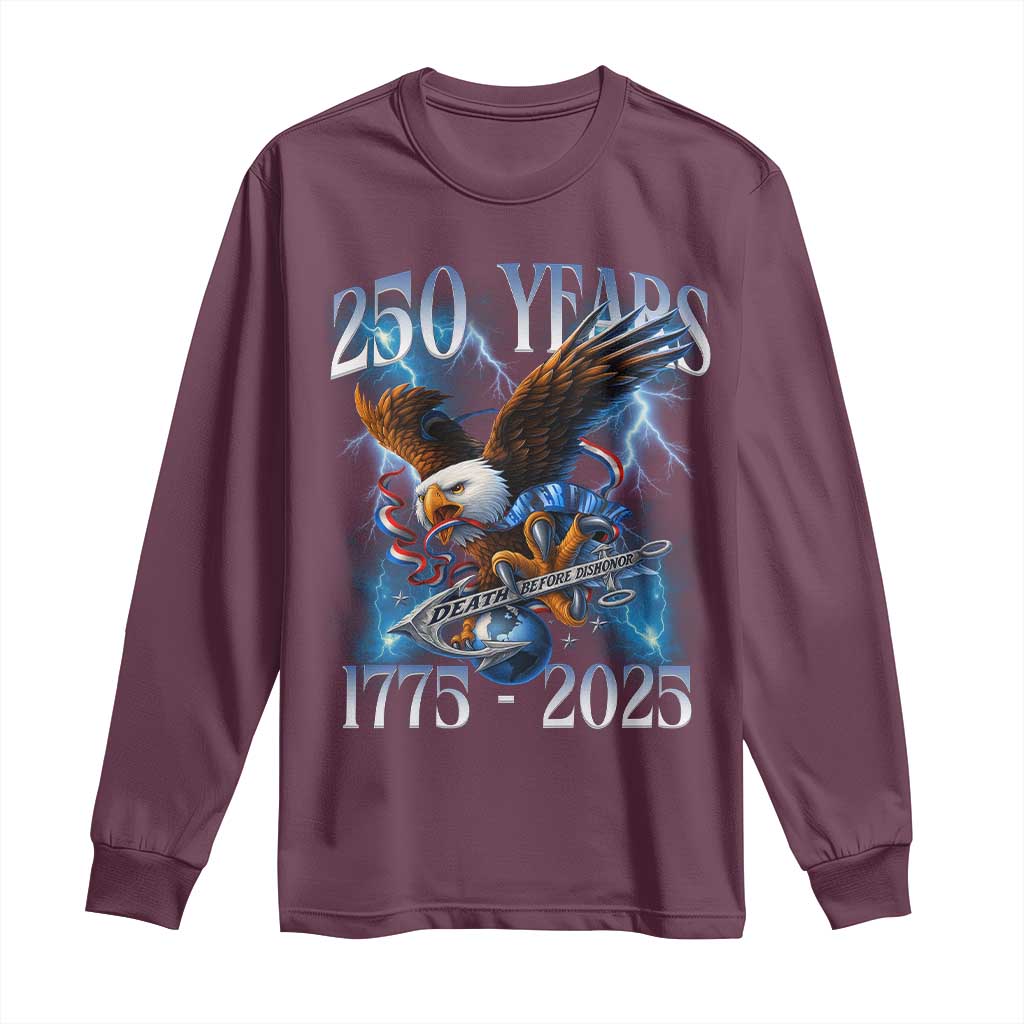 Marine Veteran 250th Anniversary Long Sleeve Shirt Eagle Patriotic Military Gift for Marines Veterans - Wonder Print Shop