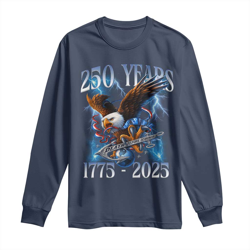 Marine Veteran 250th Anniversary Long Sleeve Shirt Eagle Patriotic Military Gift for Marines Veterans - Wonder Print Shop
