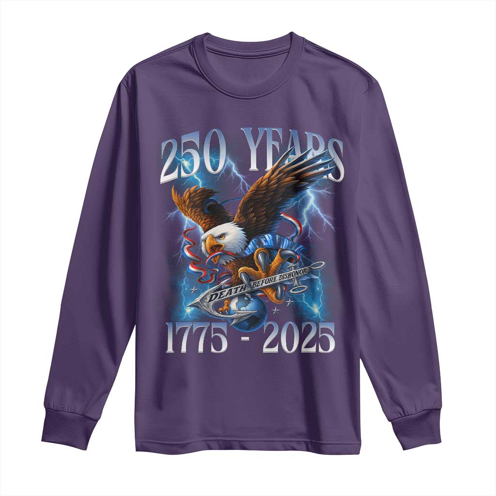 Marine Veteran 250th Anniversary Long Sleeve Shirt Eagle Patriotic Military Gift for Marines Veterans - Wonder Print Shop