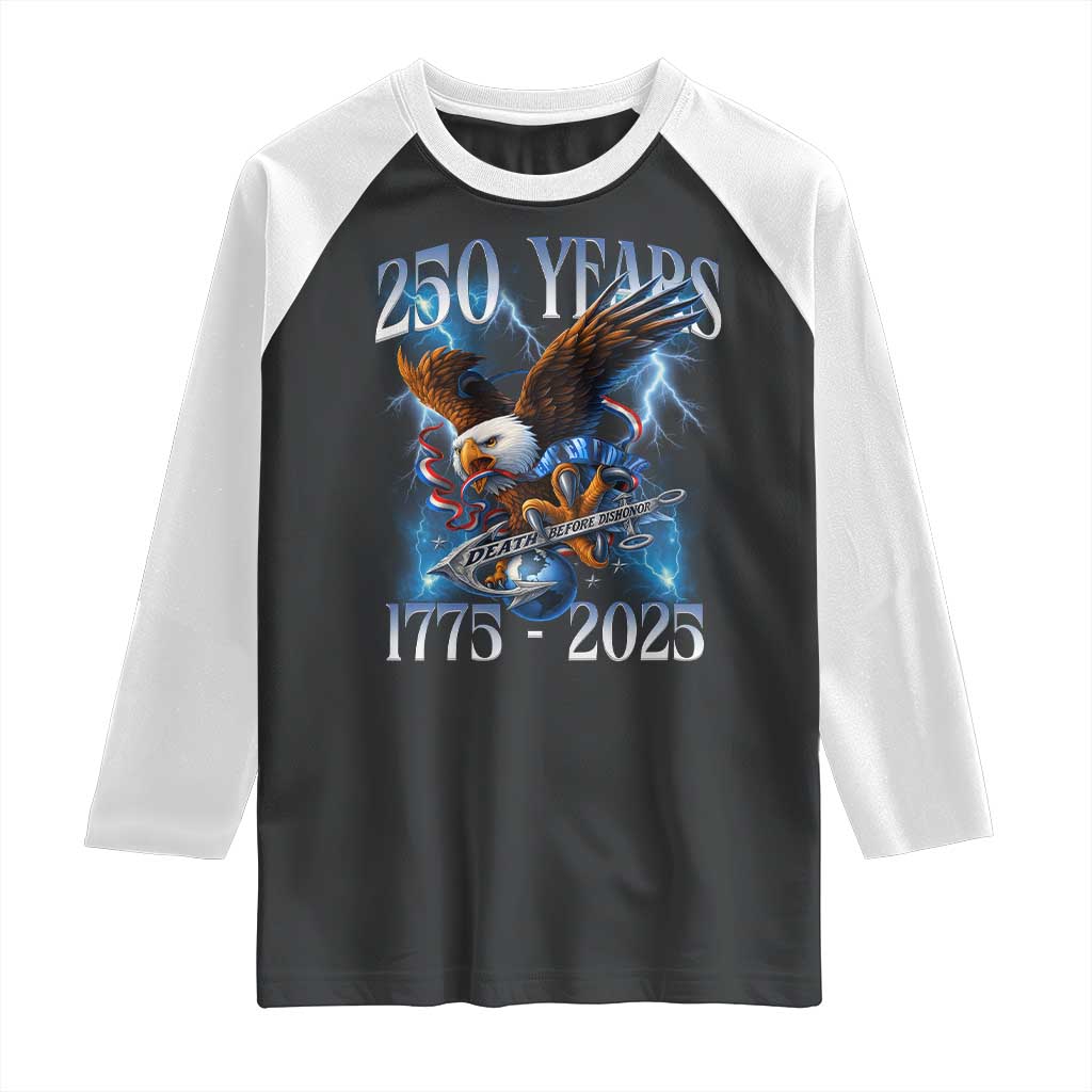Marine Veteran 250th Anniversary Raglan Shirt Eagle Patriotic Military Gift for Marines Veterans - Wonder Print Shop