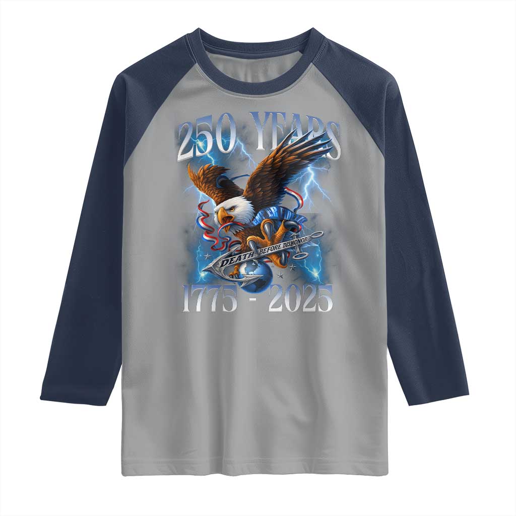 Marine Veteran 250th Anniversary Raglan Shirt Eagle Patriotic Military Gift for Marines Veterans - Wonder Print Shop