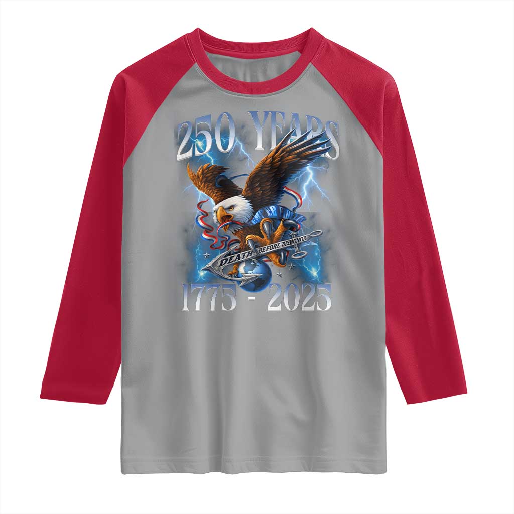 Marine Veteran 250th Anniversary Raglan Shirt Eagle Patriotic Military Gift for Marines Veterans - Wonder Print Shop