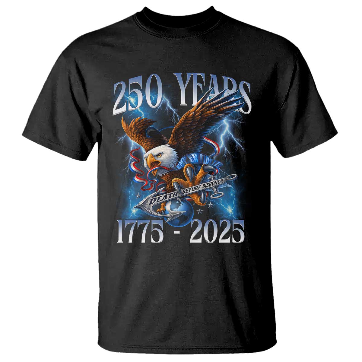 Marine Veteran 250th Anniversary T Shirt Eagle Patriotic Military Gift for Marines Veterans - Wonder Print Shop