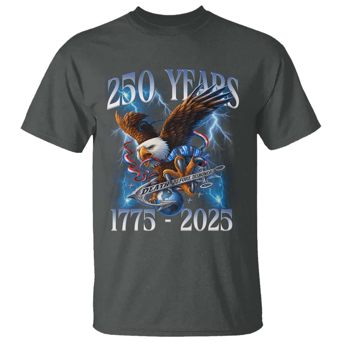 Marine Veteran 250th Anniversary T Shirt Eagle Patriotic Military Gift for Marines Veterans - Wonder Print Shop