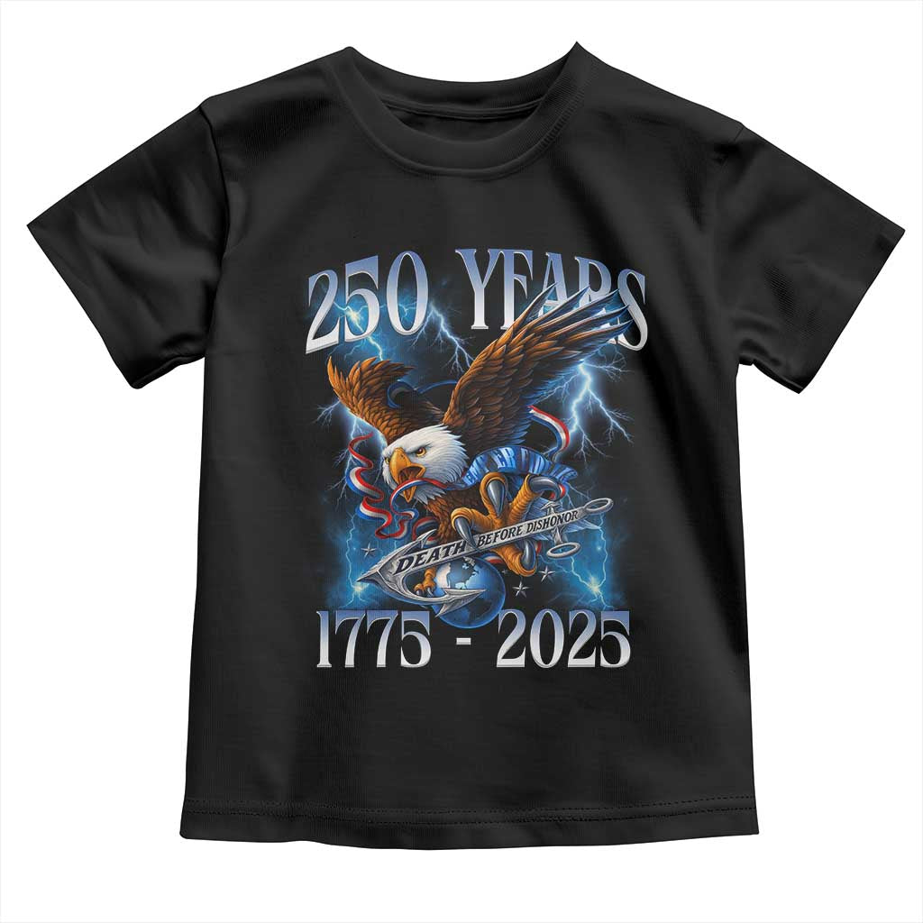 Marine Veteran 250th Anniversary Toddler T Shirt Eagle Patriotic Military Gift for Marines Veterans - Wonder Print Shop