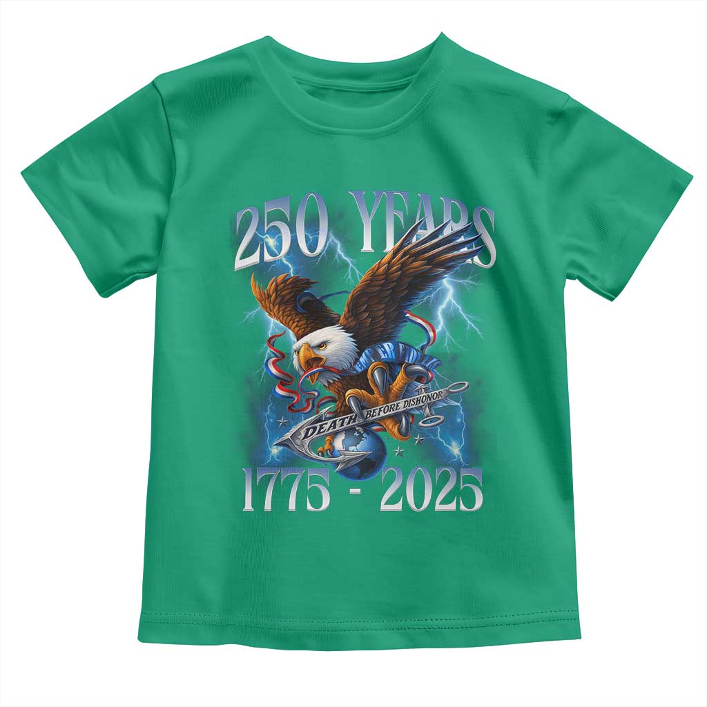 Marine Veteran 250th Anniversary Toddler T Shirt Eagle Patriotic Military Gift for Marines Veterans - Wonder Print Shop